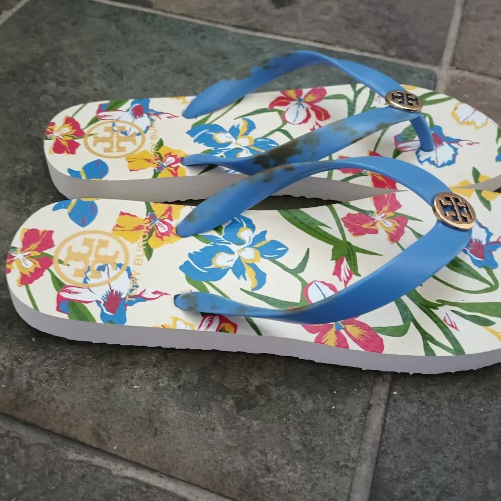 Tory Burch Iris Blue Floral Flip flop Sandal